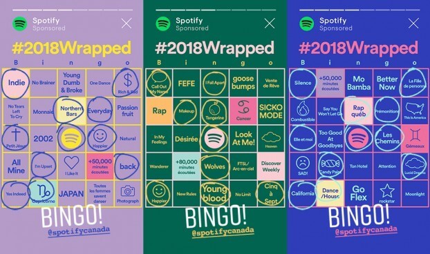 Spotify Wrapped Bingo cards
