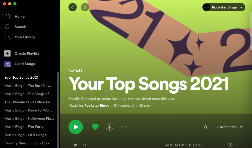 Top Songs Playlist Music Bingo Spotify