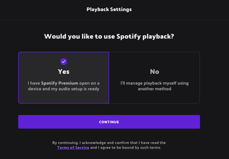 Use Spotify playback with music bingo generator