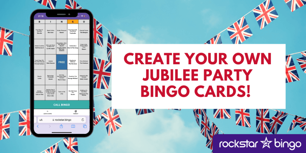 Create your own Jubilee Party Bingo Cards with Rockstar Bingo! 