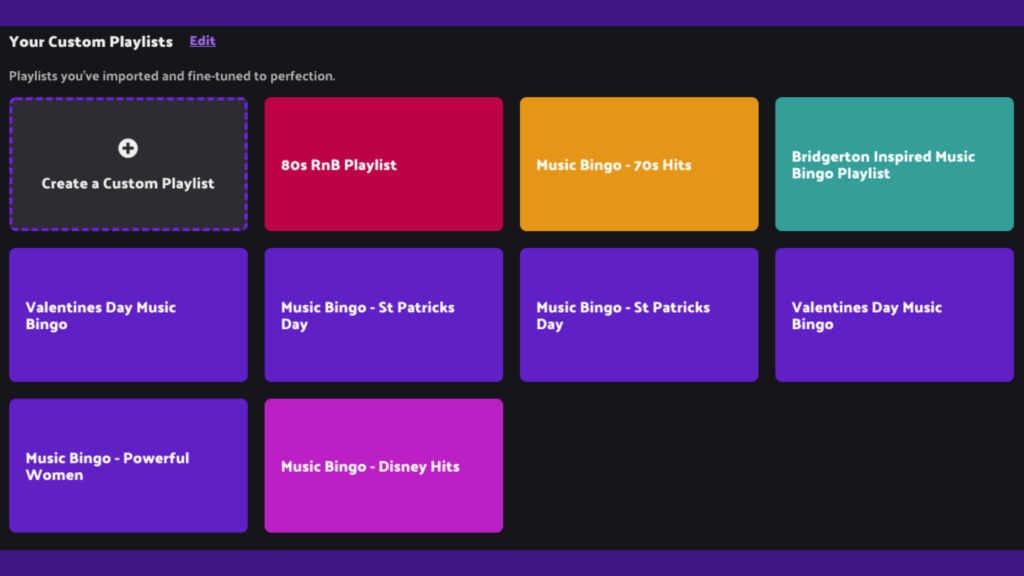 How to host music bingo events with music software Rockstar Bingo, choose a Spotify playlist